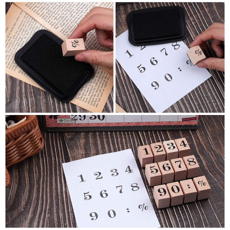 Dizdkizd 12 Pieces Wooden Rubber Stamps, Small Number 0-9 Decorative Multipurpose Wood Mounted Rubber Stamp Set for DIY Craft, Letters Diary and Craft Scrapbooking - Image 3